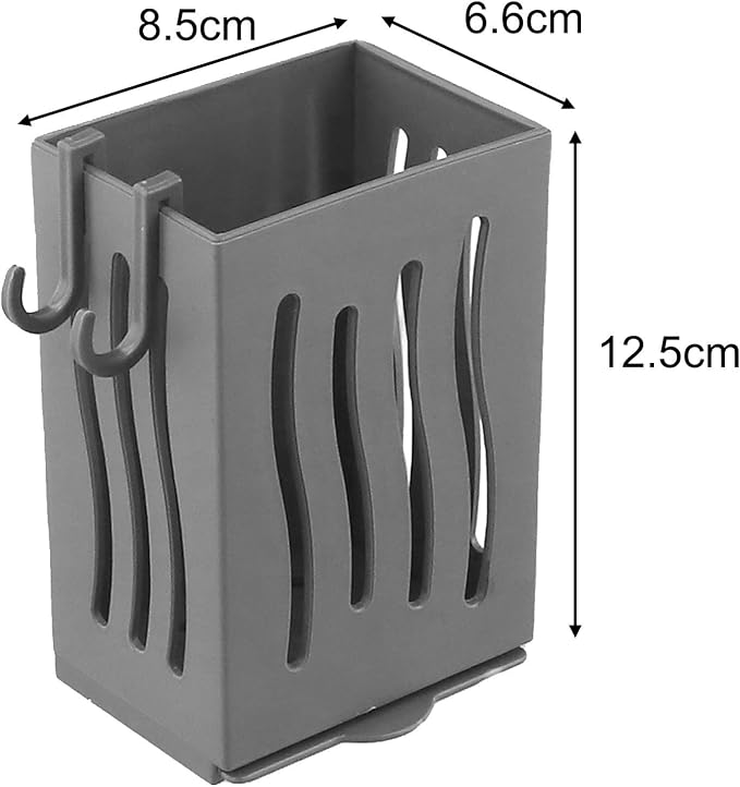 Wall Mounted Utensil Holder with Drip Tray, Kitchen Cutlery Drying Rack and Storage Box for Spoon Fork Brush Sponge, ABS Plastic Sink Side(Grey)