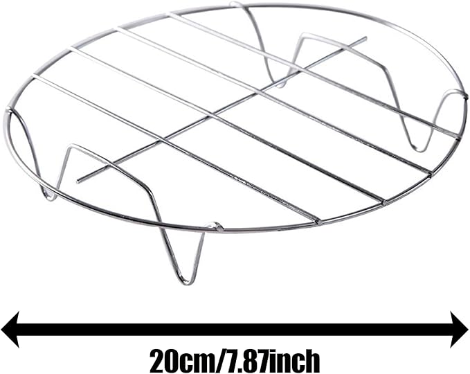 2PCS Silver Round Cooking Rack Diameter 8 Inch Stainless Steel Baking Rack Suitable for Air Fryers Soup Pot Pressure Cookers Tinned