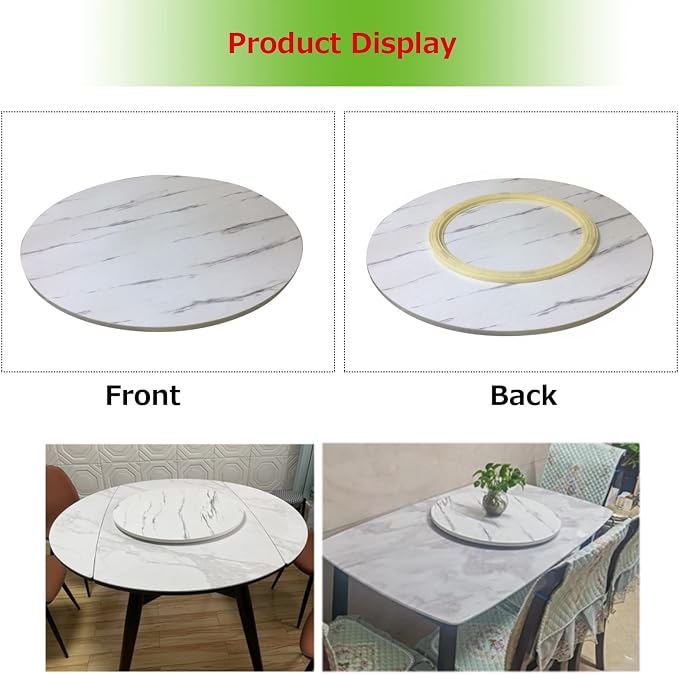 Round Turntable Wooden Rotating Tray For Kitchen Dining Table, Lazy Susan Turntable For Dining Table, 360° Rotating, Easy To Share Food, No Assembly Required, Ø50/60/70/80/90/100cm (Color : White-B,