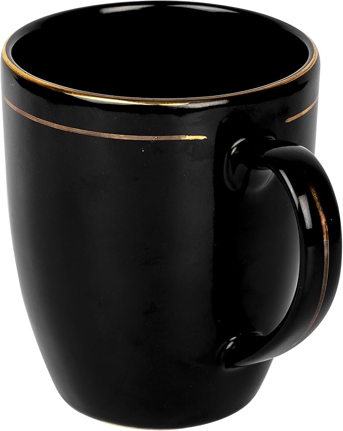 Femora Handcrafted Ceramic Coffee Mugs Indian Golden Line Set of 2 (11 oz), Cappuccino Cups, Coffee Cups, British Coffee Cups, Porcelain Tea Set, Latte Cups, Espresso Mug.