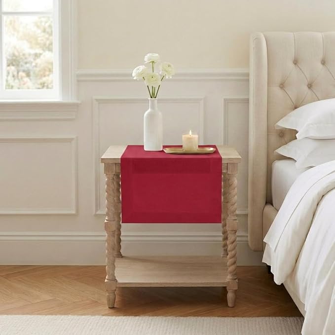 Classic Linen™ by D'Moksha Red Table Runner 36 Inches, 100% Pure Linen, Coffee Table Runner, 14 x 36 Inch for Dresser Tables- Summer, Father's & Independence Day