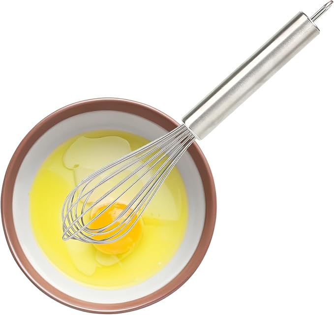 Stainless steel Small whisk for cooking, whisk is crafted with 8 thicker wire diameters, solving the problem that ordinary whisks tend to bend or break during vigorous mixing.(8 inches)