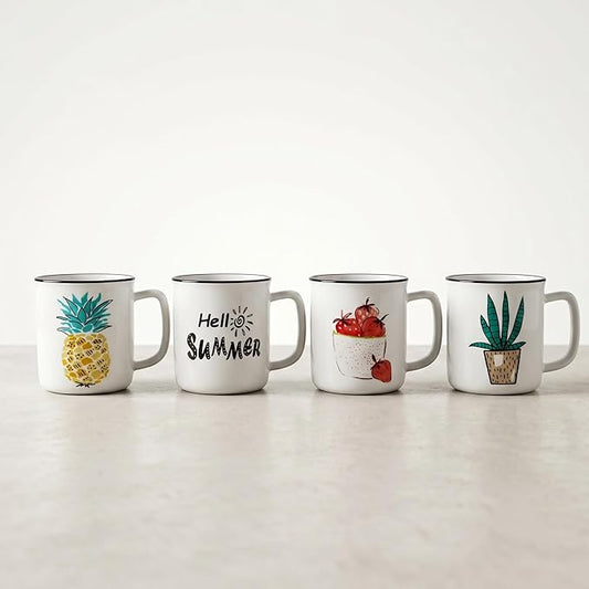 Topadorn 4 Pack 4oz Ceramic Espresso Cups Set, Small Coffee Mugs with Handle, Lead-Free Dishwasher & Microwave Safe Demitasse Cups for Coffee Lovers