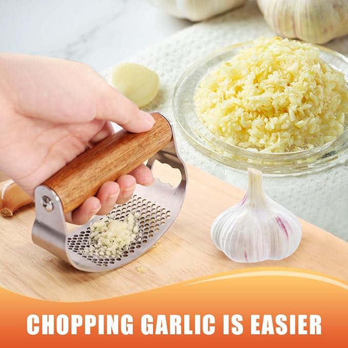 2026 Upgraded Garlic Press Rocker, Stainless Steel Garlic Crusher, Mincer and Choppe, Ergonomic Handle, Easy Kitchen Gadget for Effortless Smashing, Home and Kitchen Utensils Accessories, Cooking (2)