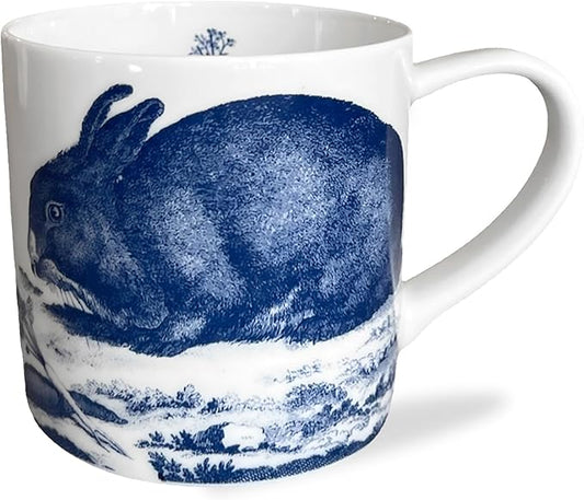 Caskata Bunnies Blue Oversized Mugs Set of 4 | High-Design Premium Lead-Free Porcelain Mug Set for Entertaining or Everyday | Unique Party Mugs for Wedding or Birthdays | 14 oz