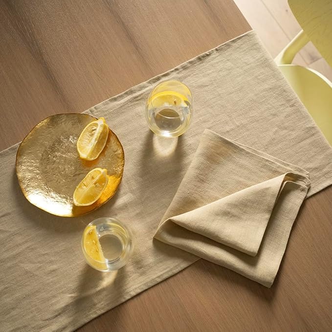 Linen Table Runner 90 inches Long- 100% Pure Linen Flax - Stonewashed European Linen Table Runner (Royal Creme, 14 x 90 Inch) - for Dining, Fall, Autumn, Thanksgiving