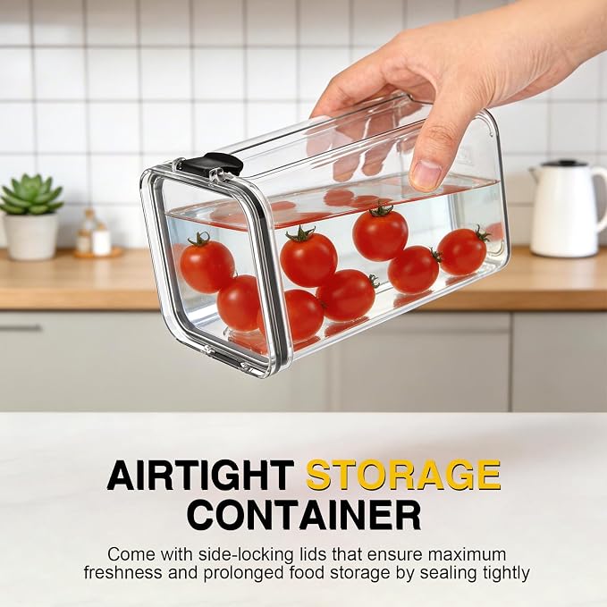 5 Piece Airtight Food Storage Containers Set, Food Grade BPA Free 1800/1300/950/700/460ml Leak Proof Stackable Canisters, Clear Storage Jars for Pantry Kitchen Dry Food Flour Spice Organization