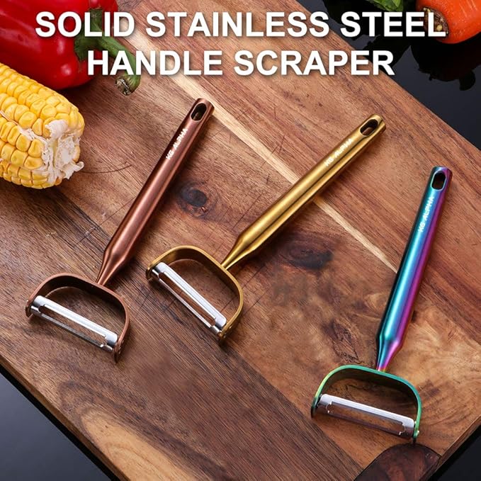 Vegetable Apple Peelers for kitchen, Fruit Carrot Veggie Potatoes Peeler, Heavy Duty Y-Shaped Stainless Steel Peelers, with Ergonomic Non-Slip Handle sharp Blade, Dishwasher Safe KG ALPHA Rose Golden