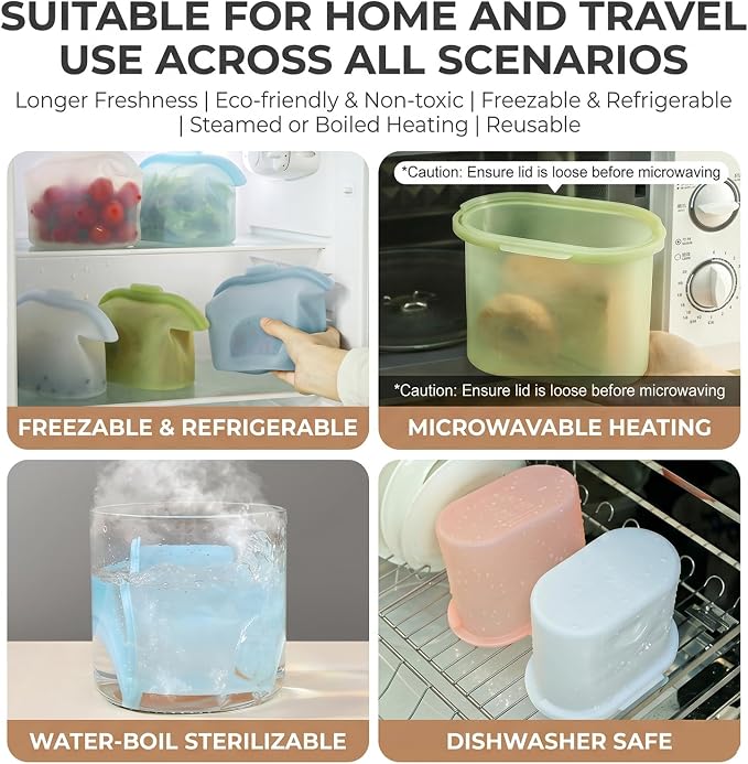 Silicone Storage, Everbag Silicone Food Storage Bags, Spliceable, wide opening, Reusable Silicone Storage Bags, High-Temperature Resistant, Leak-Proof, Microwave and Dishwasher Safe (pink)