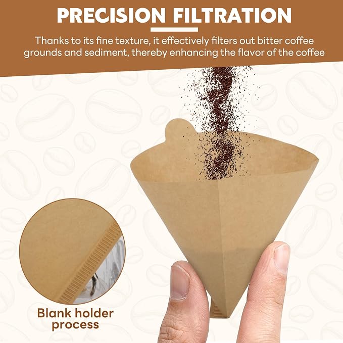 #2 Coffee Filters, 200 Count Cone Coffee Filters #2, Small Unbleached Paper Coffee Filter 2-4 cup for Pour Over and Drip Coffee Maker (2 Boxes, 200 Count Total)