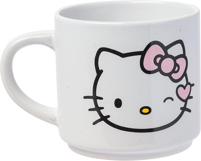 Silver Buffalo Sanrio Hello Kitty Faces and Hearts 4pc Ceramic Mug Stack Set, 10 Ounces
