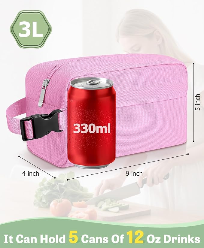 Freezable Lunch Bag, Freezable Snack Bag for Travel Work School, Small Insulated Lunch Box for Adults, Kids Mini Cooler Lunch Box with Ice Pack