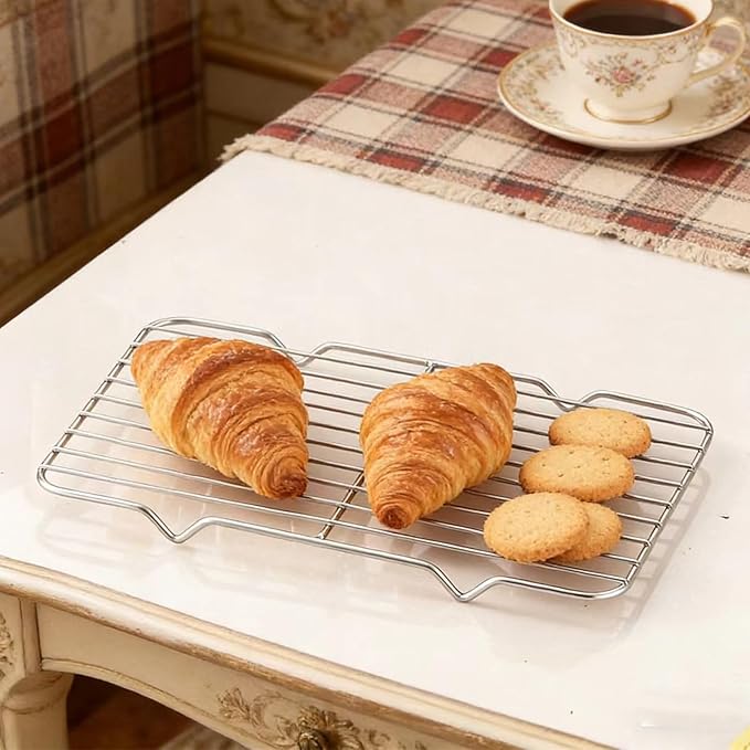 2 Pcs Stainless Steel Roasting Rack 5.3" x8.5" Wire Rack for Baking Sheet Heavy Duty Wire Grate Oven Roasting Grilling Cooking Racks with 4 Legs for Food