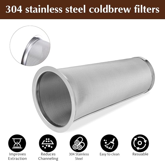 3 Pack Cold Brew Coffee Filter for 64oz Wide Mouth Mason Jar, 304 Stainless Steel Filter Ultra Fine Mesh Strainer, Reusable for Iced Coffee, Tea, Fruit Drinks