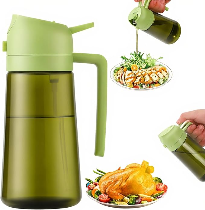 Aovdy 16oz/470ml Olive Oil Dispenser Bottle for Kitchen Gadgets and Air Fryer Accessories - Olive Oil Sprayer for Cooking - Light-Blocking Dark Green