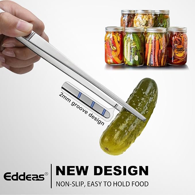 Eddeas Kitchen Tweezers Tongs, Cooking Tweezers Stainless Steel - 3 Size 12'' 10'' & 8 inch Ideal for Meat, pasta, plating and pinching delicate small pieces of food, Set of 3 (Pack of 2)