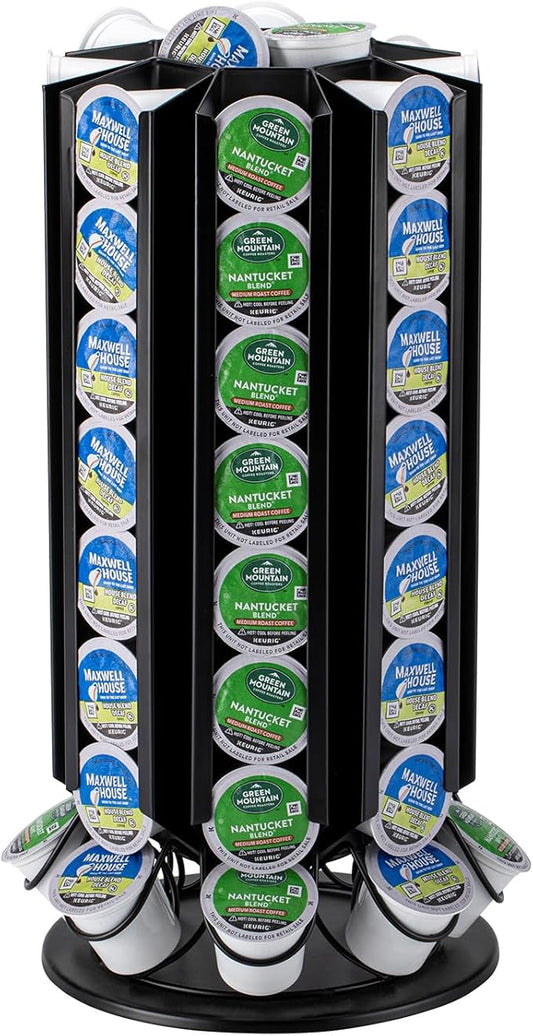 Coffee pods holder,K Cup holder, Pod Holder Stand with Carousel 360 Degree,Central Additional Pods Storage(Black)