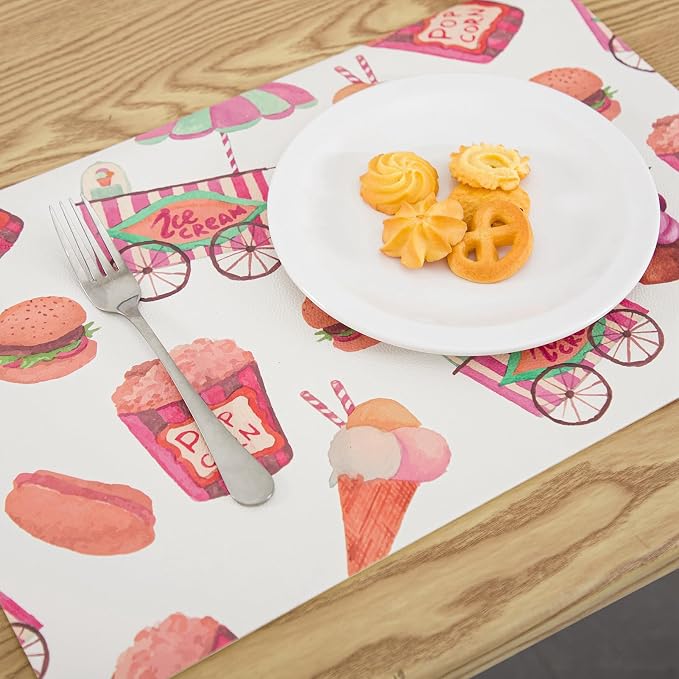 Placemats Set of 4-Waterproof Heat Resistant Non-Slip Washable Table Mats for Dining Table,12 x 18 inch Fun
