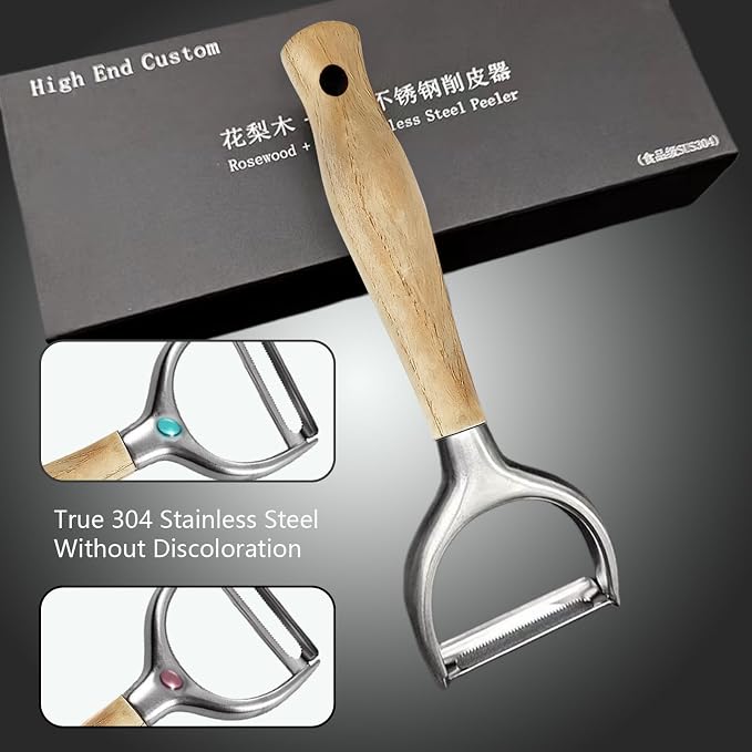 Vegetable Peelers For Kitchen,Stainless Steel Potato Peelers,Swivel Fruit Peeler Featuring Sharp And Durable Blades,Can Be Quickly Peeled,Ergonomic Solid Wood Anti Slip Handle