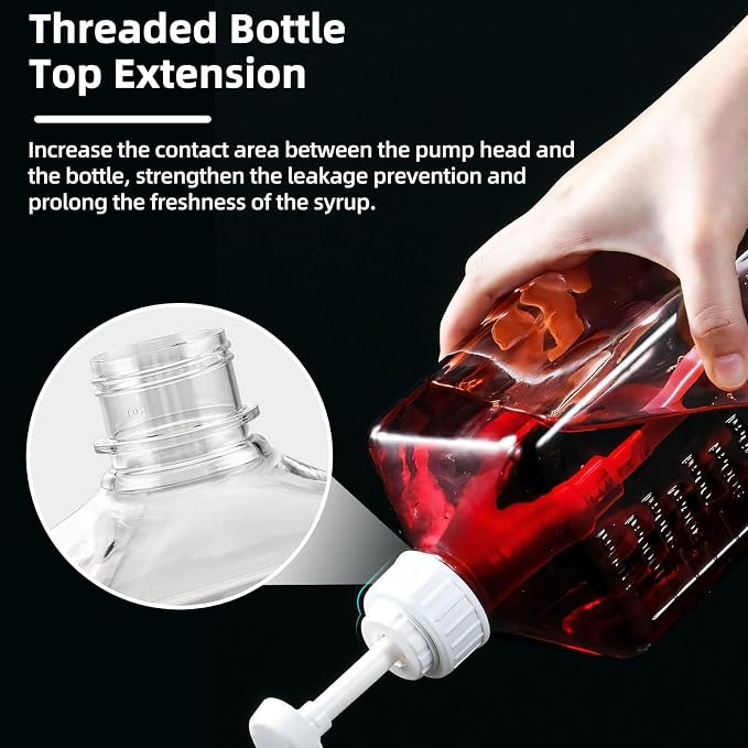 Large Capacity Syrup Dispenser for Coffee Bar, Pump Dispenser 37oz 1100ml Glass Syrup Bottle w Measuring Cup and Funnel, Dispenser Bottle w Upgraded Pump