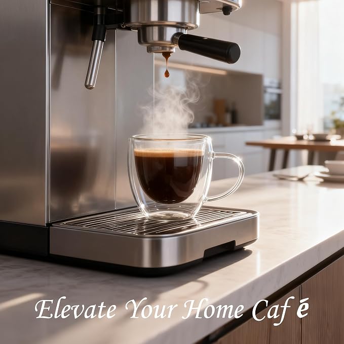 Gulex Espresso Cups Double Wall Glass Coffee Espresso Cups with Handle 4 oz