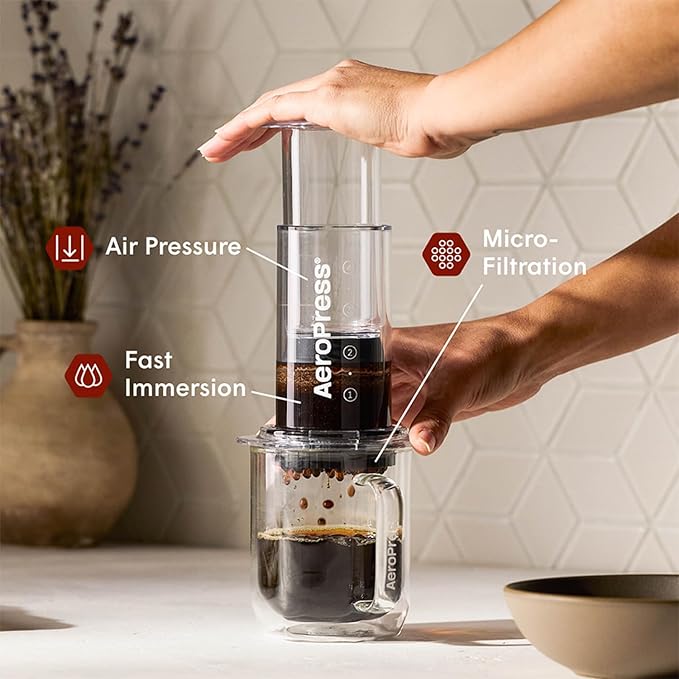 AeroPress Coffee Maker Natural Paper Micro-Filters – Round Replacement Coffee Filters, Unbleached, Compostable Paper Filters, Fits Standard Size AeroPress Coffee Makers, 2 Pack (400 Count)