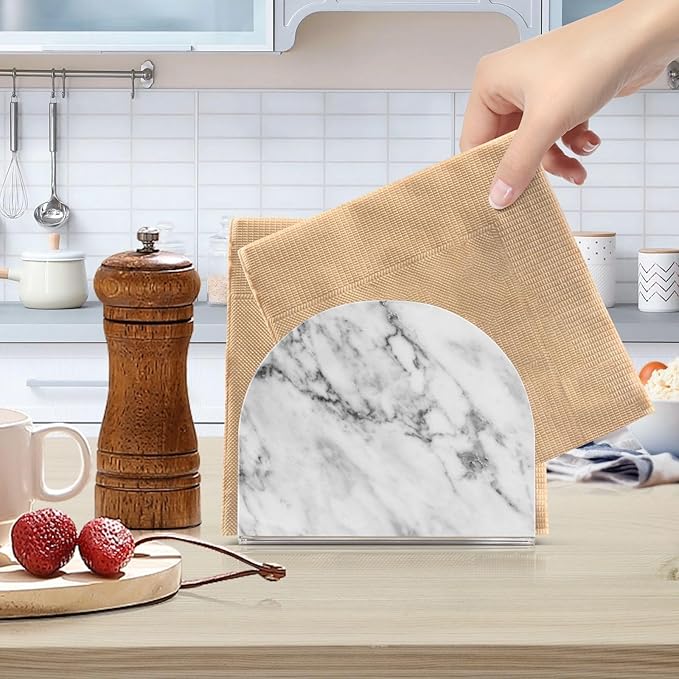 Acrylic Fall Napkin Holder for Table Kitchen Marble White Grey Cocktail Dinner Napkin Holders Paper Towel Dispenser Countertop Modern Home Decor