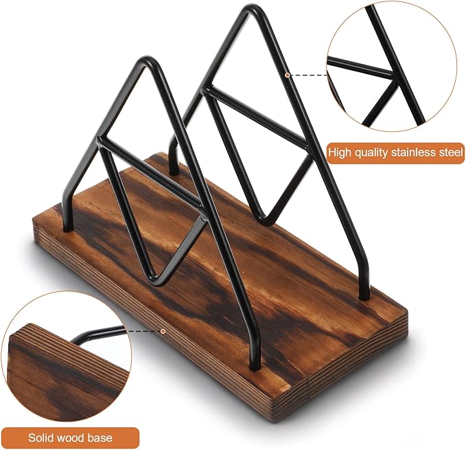 2 Pcs Wooden Napkin Storage,Black Table Napkin Holder with Black Metal Wire for Kitchen, Table Decor, Cocktail Bar