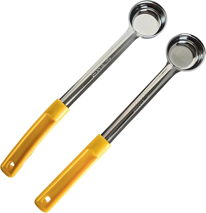 1 oz Solid Stainless Steel Portion Control Ladle Spoon | Commercial-Grade Spoodle for Portioning & Serving - Soups, Sauces & Buffet Service. Color-Coded by Size. Dishwasher Safe.