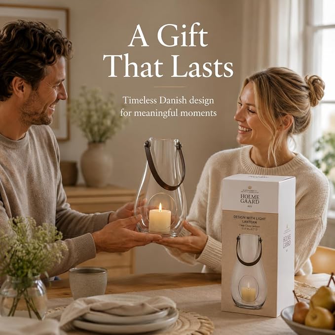Holmegaard Design with Light Lantern, Clear, 11.4" H x 6.7" D, Designed by Maria Berntsen, Gift Box Included