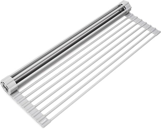 Surpahs Over the Sink Multipurpose Roll-Up Dish Drying Rack (Warm Gray, Large - 20.5" x 13.1")