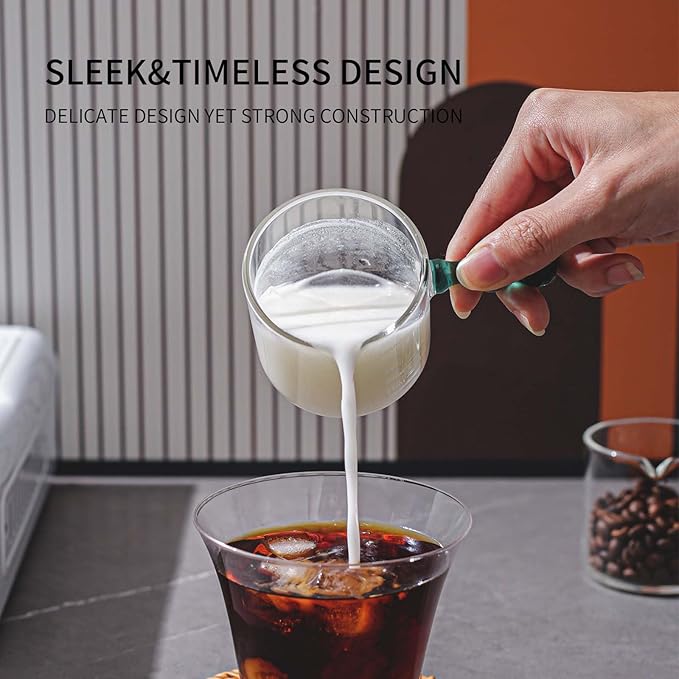 3-Pack Espresso Glass Measuring Cup With Handle Expresso Shots Cup Single Spout Glass Pitcher For Espresso Shots And Milk Froth Clear Accessories With Dual Scale (60ml / 2oz)