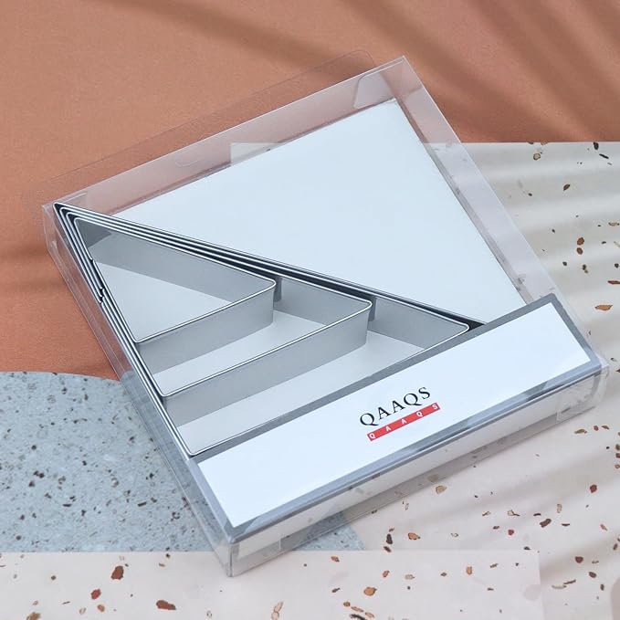 45/90 Degree Triangle Cookie Cutter Set - 5 inch, 4 inch, 3 inch, 2 inch - Half Square Right Angle Triangle Geometric Frame Plaque Cookie Cutters Shapes Molds - Stainless Steel