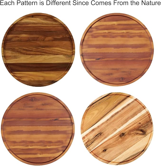 14" Two-Tier Acacia Wood Lazy Susan Organizer Kitchen Turntable for Cabinet Pantry Table Organization