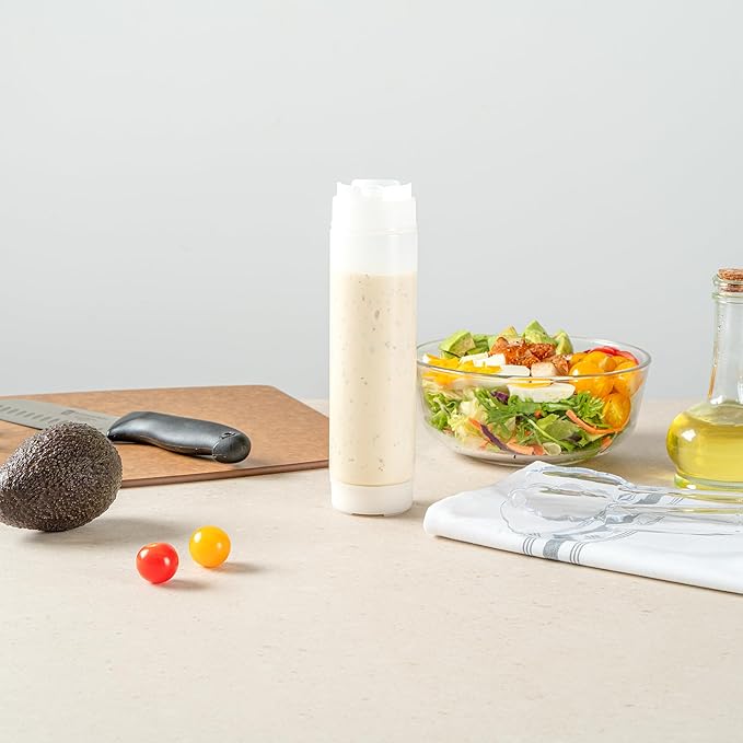 Restaurantware Plastic Squeeze Bottle 16 oz Refillable Condiment Bottle Large Valve Dishwashable Clear Inverted Sauce Dispenser For Thick Condiments, Dressings, Batter, Sour Cream, And Syrups