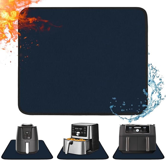 Heat Resistant Mat for Air Fryer, 21 x 24in Heat Resistant Mat for Countertop, Fireproof Silicone Countertop Protector Appliance Slider Hot pod for Air Fryer, Coffee Maker, Toaster, Oven (Blue)