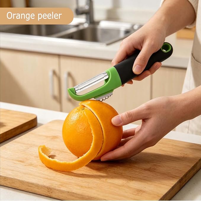 Swivel Vegetable Peeler, Ultra Sharp Stainless Steel Fruit Peeler with Ergonomic Non-Slip Handle, Multifunctional Kitchen Peeler for Potato Carrot Apple Orange Citrus, Dishwasher Safe