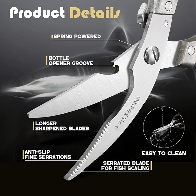 Huusk Kitchen Scissors Set, Poultry Shears Heavy Duty with Spring Loaded, Kitchen Meat Scissors All Purpose for Food, Chicken, Fish