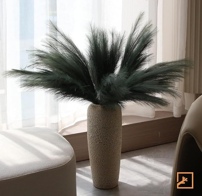 ZIFTY 7-Pcs 38"/3.1FT Faux Pampas Grass Large Tall Fluffy Artificial Fake Flower Boho Decor Bulrush Reed Grass for Vase Filler Farmhouse Home Wedding Decor (Green)