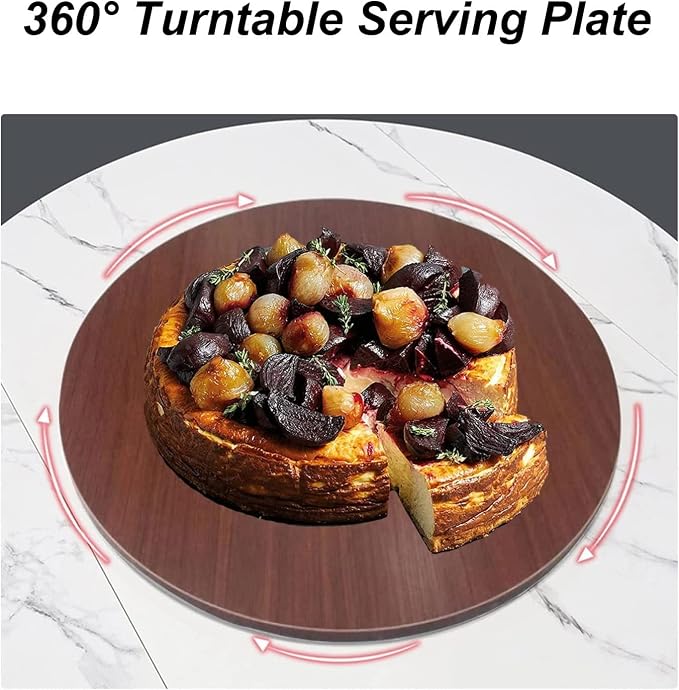 Kitchen Lazy Susan Large Wood Turntable For Round Table - Swivel Serving Tray - 360 ° Flexible Rotation For Easy Share All Foods, One Piece With Bearing, No Need To Install (Color : Red-brown, Size