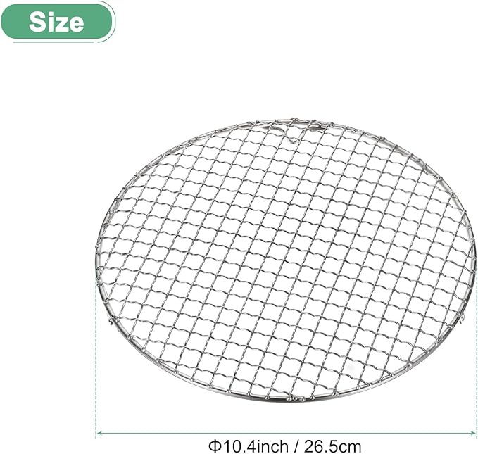 M METERXITY Cooling Rack, 10.4" Round Stainless Steel Baking Rack with 20mm Legs for BBQ/Cooking/Roasting/Grilling/Steaming/Drying, Wire Cooling Rack for Baking [Silver]