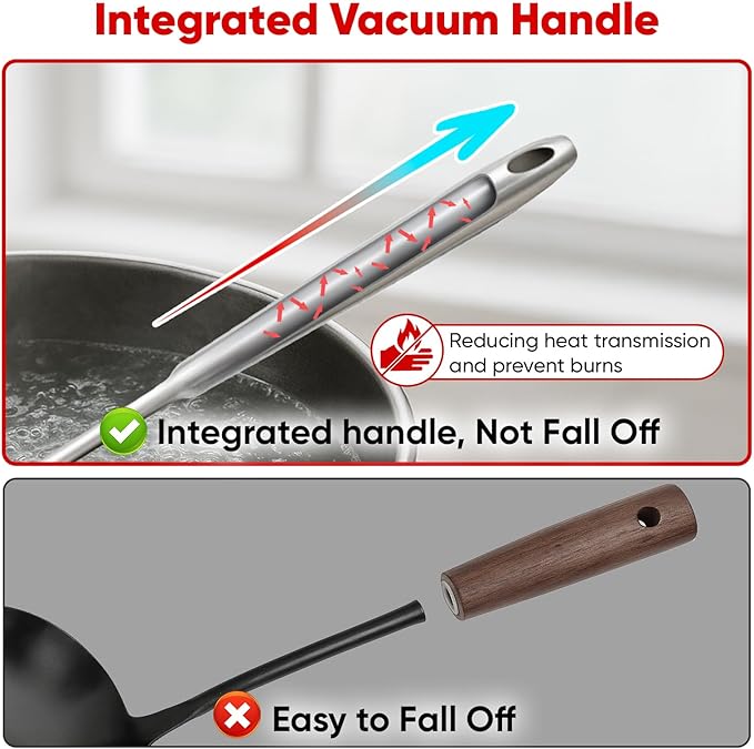 Newness 9 Pcs Cooking Utensils Set, 304 Stainless Steel Kitchen Utensils Set, Metal Kitchen Accessories, Include Soup Ladle, Slotted Skimmer Spoon, Spaghetti Spoon and Spatula, Dishwasher Safe (Short)