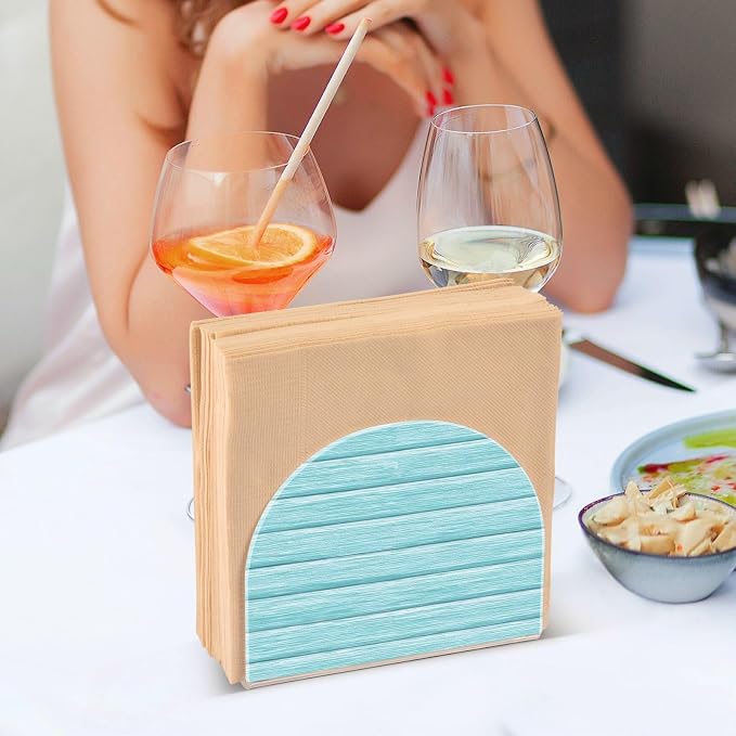 Retro Teal Light Blue Napkin Holder for Tables Paper Cocktail Napkin Holders for Kitchen and Dinning, Acrylic Dinner Napkin Dispenser for Restaurant Home Decor Bar Accessories 1 Pack