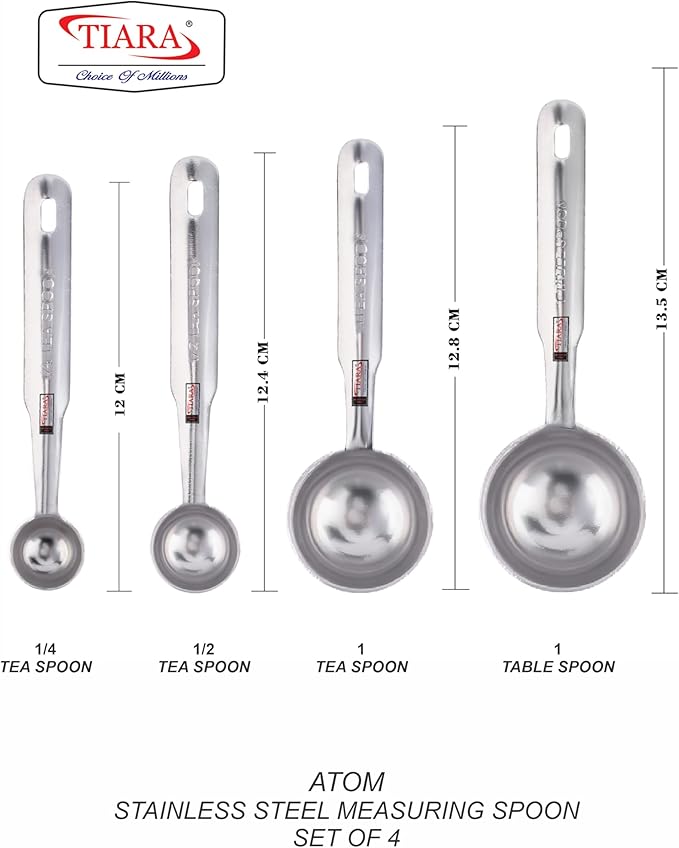 TIARA Atom Measuring Spoon Set 4Pc Kitchen Tools Steel (Measuring Spoon)