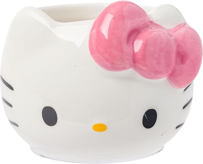 Silver Buffalo Sanrio Hello Kitty Different Color Bows 4 Pack Ceramic 3D Sculpted Mini Cup Set, Perfect as a Sugar, Cream, or Milk Set, 3.5 Ounces