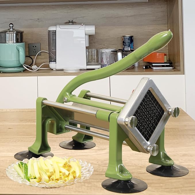 Commercial French Fry Cutter Stainless Steel.Potato Cutter for French Fries with 3/8 and 1/2Inch Blade, Commercial French Fry Cutter Manual Potatoes Cutting Machine with Suction Feet.
