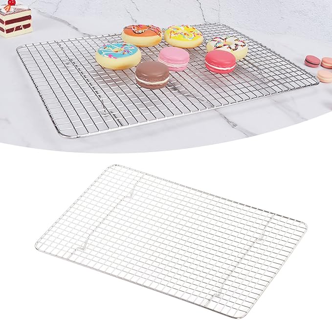 Checkered Cooling Rack, 304 Stainless Steel Grid Baking Wire Rack, Deformation Resistance Chef Cooling Rack for Home Bakery Bread Cake Cooky, Oven Safe Cookie Cooling Rack (14.8x9.8in)