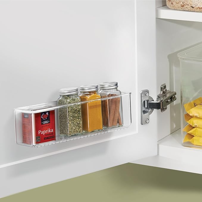iDesign Adhesive Organizer Bin - Damage-Free Hanging for Kitchen, Bathroom, or Office - Set of 4 - Clear