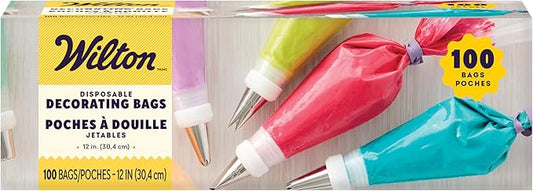 Wilton Disposable Decorating Bags - Piping, Icing & Cake Decorating - Perfect for Baking Creations - Baking Accessories - Packaging May Vary - 12-Inch, 100 Count