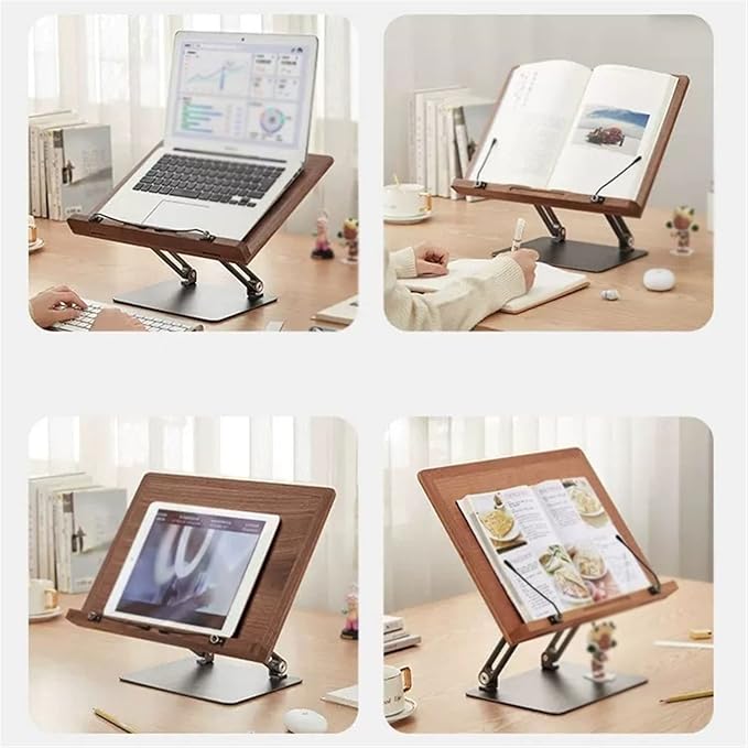 Book Stand Book Holder Tray Wooden Lifting Reading Frame Desktop Flat Reading Painting Book Stand Book Holder, Cherry/Walnut Cookbook Stand for Kitchen (Color : B)
